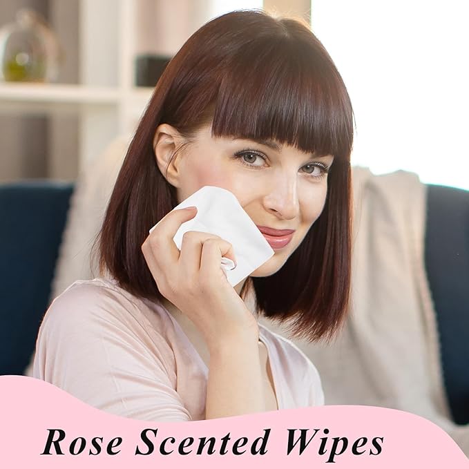 200 PCS Deodorant Wipes Individually Wrapped, Wet Wipes Bulk for Women Men, Travel Size Antiperspirant Wipe Hand Wipes, Remove Sweat Wipe for Travel, Daily Use, Rose Scented