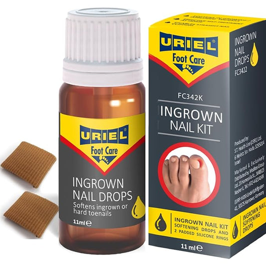 URIEL UPGRADED Ingrown Toenail Treatment with Silicone Caps, Ingrown Toenail Removal Kit, Ingrown Nail Kit Relief with Ingrown toenail drops 11 ml