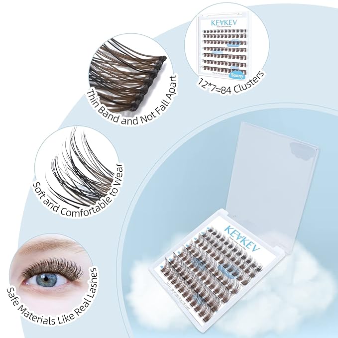 Colored Brown Lash Clusters 84 Pcs Cluster Lashes Brown Eyelash Clusters DIY Cluster Eyelash Extensions Lashes Natural Look Individual Lashes Soft and Comfortable(Sunny,C-8-16mix)