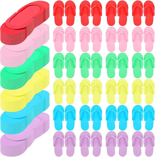 NICEMOVIC 72 Pairs Disposable Pedicure Slippers Foam Disposable Flip Flops Multi Color for Pedicure Sandals Bulk Pedicure Shoes for Women Salon Nail Spa Pedicure