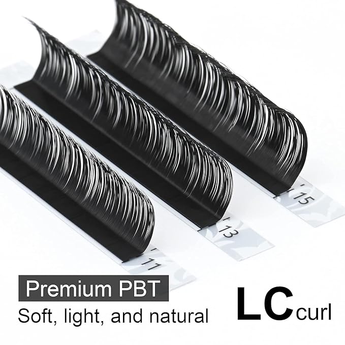 NAGARAKU Eyelash Extensions Individual Lashes 0.07 LC curl 7-15mm Mix Classic Faux Mink 16 rows Matte Black Soft Natural