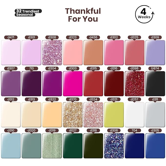 Beetles Gel Nail Polish Kit with UV Light, 55 Pcs 32 Colors Valentines Gel Nail Polish Set Green Red Gold Purple Pink Blue Nude Glitter with Uv Nail Lamp Base Matte Glossy Top Coat Gel Gifts for Women