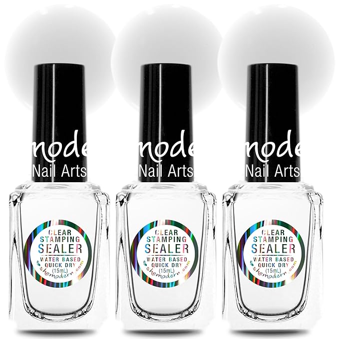 SheModern Stamping SEALER Water-Based Clear Air-Dry Polishes Collection to Prevent Smearing/Smudging Stamping Images Before Apply Regular Air-Dry Top Coat. These are Not Stamping Polishes