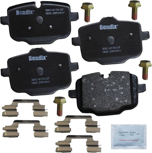 Bendix Priority1 CFC1850 Ceramic Rear Brake Pads for Select Models BMW 530e,xDrive,530i,540d 540i,640i xDrive Gran Turismo,740e 740i,745e,750i,750Li,840i,Coupe,Alpina B7,iX,M550i X3,X4,X5,X6,X7
