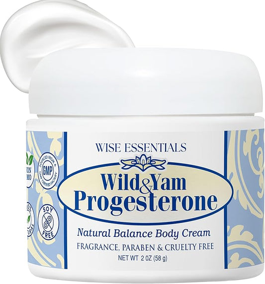 Wild Yam & Progesterone Cream by Wise Essentials – Made from Wild Yam Plant Based Hormone Balance Support for Natural Transitions of Menstrual Cycle & Menopause – 2oz