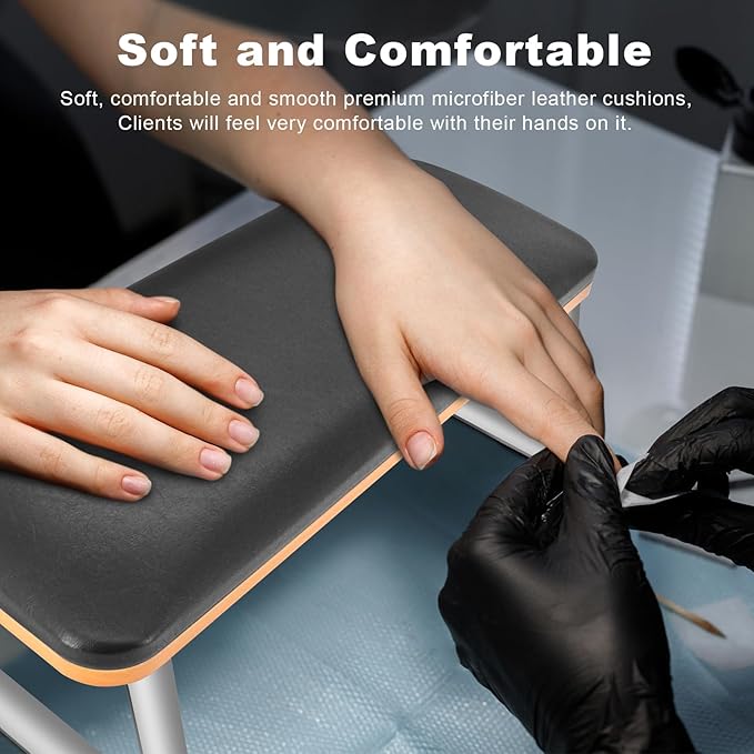 Big Arm Rest for Nails Tech, Sturdy Nail Arm Rest Manicure Hand Rest with Stainless Steel Legs