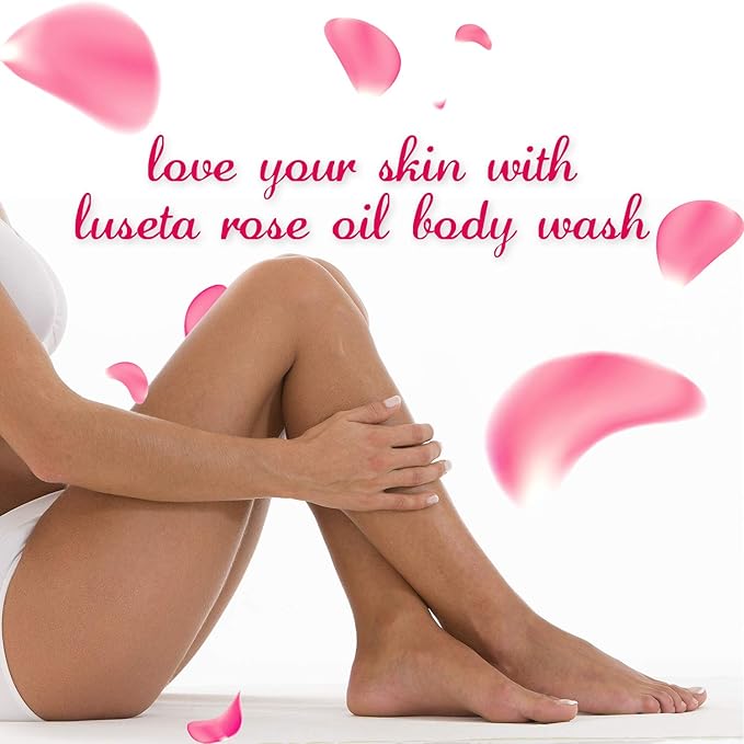 Luseta Rose Oil Body Wash for Dry Skin Women 33.8oz, Women Body Wash Smell Good Hydrating Shower Gel for Nourishing Essential Body Care, Sulfate & Paraben Free Itch, Ringworm, Shower Gel for Women/Men