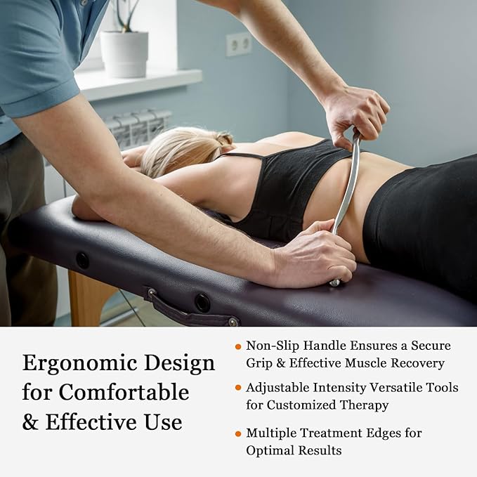 Scar Tissue Muscle Scraper Tool Plantar Fasciitis Scar Tissue Scraper Physical Therapy IASTM Body Massage Gift Set with 5 Pieces