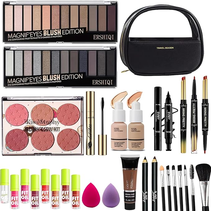 Professional Makeup Set Full Kit All in One Makeup Kit with Cosmetic Bag for Women/Girls&Teenager&Beginners Include Eyeshadow/Eyeliner/Foundation(US-C2-2)
