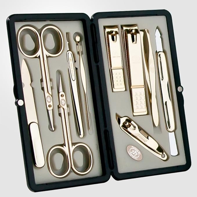 World No. 1, Three Seven 777 Travel Manicure Pedicure Grooming Kit Set, (Total 10 PC, Model: TS-2100G),Personal Nail care,Stainless steel, Made in Korea, Since 1975