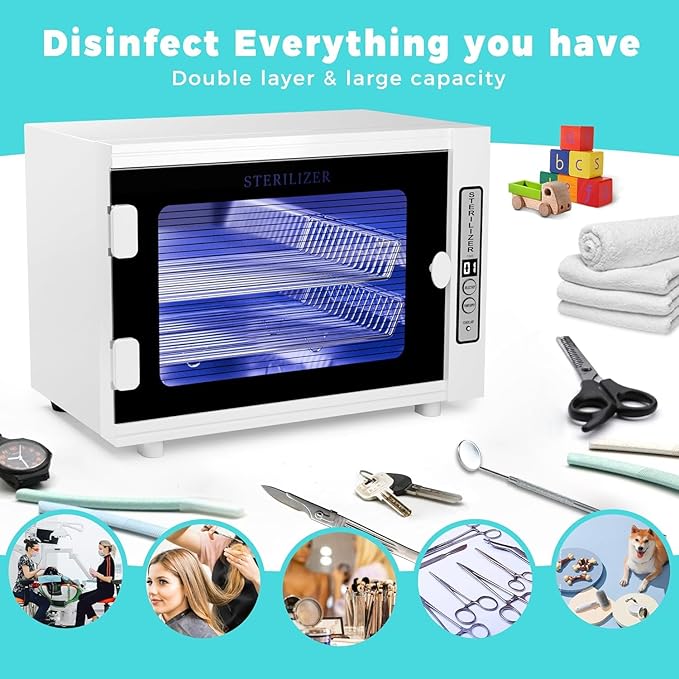 Nail Tool Cabinet, 12L Large Capacity Sanitizer Box Cleaning Supplies, Multi-Functional Nail Cleaner Box Manicure Tool Cleaning Cabinet Equipment Sanitizing for Beauty, Nail Salon Tool, Toys, Towels