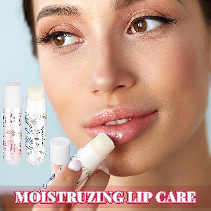 50 Pack Lip Balm Religious for Women Lip Balm with Scripture Bulk Sticks Christian Gifts Faith Bible Verse Scripture Inspirational Gift Party Favors Coworkers 10 Styles Floral