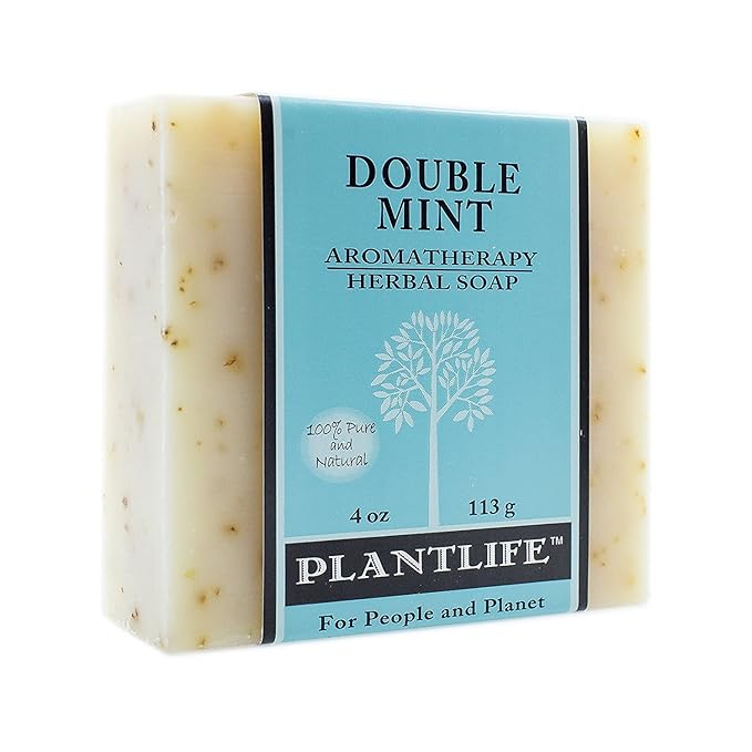 Plantlife Double Mint 3-Pack Bar Soap - Moisturizing and Soothing Soap for Your Skin - Hand Crafted Using Plant-Based Ingredients - Made in California 4oz Bar