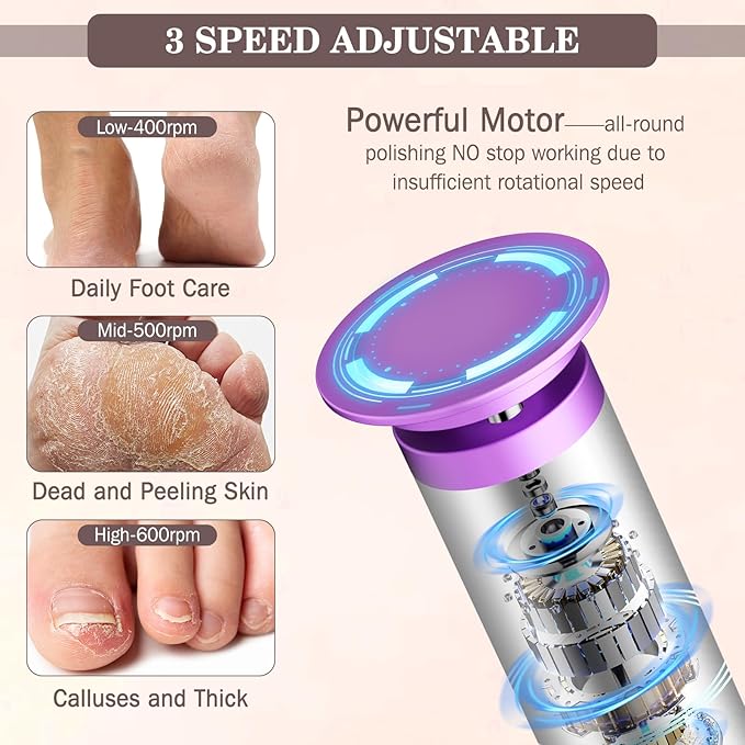 Electric Foot Callus Remover with Nano-Glass Head, 2000mAh Portable Electric Foot File with Upgraded Powerful Metal Gear Motor, Premium Aluminum Electric Callus Remover for Feet, Gifts for Men Women