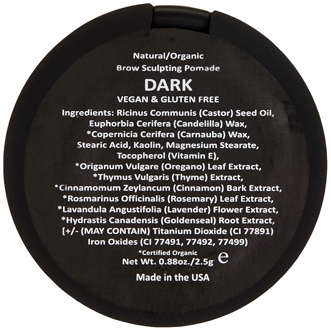 Brow Pomade 0.88oz Dark Brown Vegan eyebrow pencil for Darker Skin tone 80% Organic brow pencil Multifunction to Groom Brows For Natural Finish