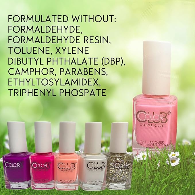 Color Club Girls Night Nail Lacquer Set of 6 - Women and Girls Light Nail Lacquer Set - Quick Dry Nail Art Manicure Set