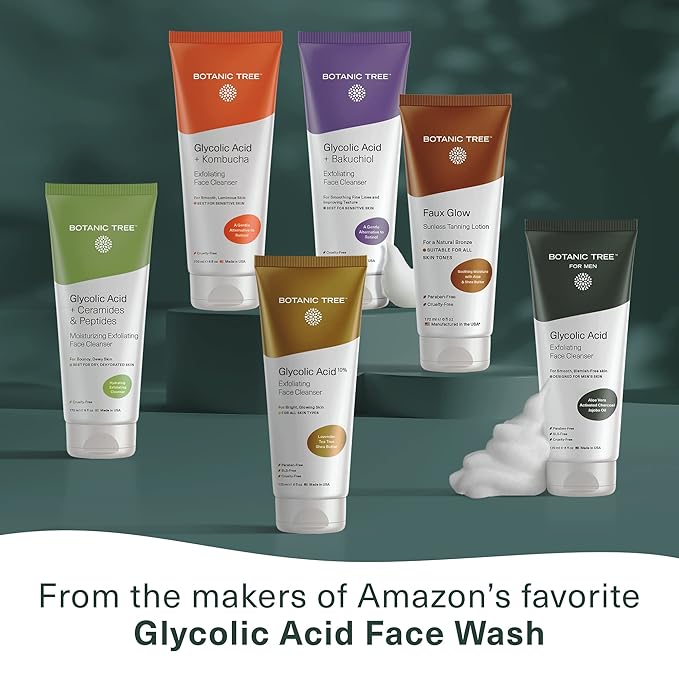 Botanic Tree Kombucha & Glycolic Acid exfoliating face wash for Aging skin - Kombucha Lipofilling effects and skin healthy probiotics and antioxidants