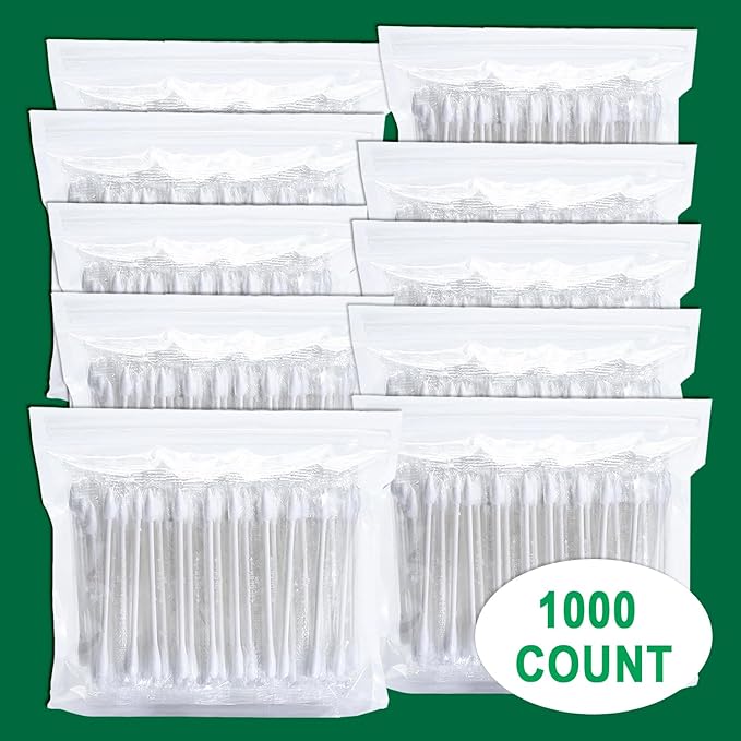 1000 Pack Cotton Swab Individually Wrapped, Individually Wrapped Double Tipped Cotton Swabs Paper Sticks Cotton Buds(White, Round/Pointed End)