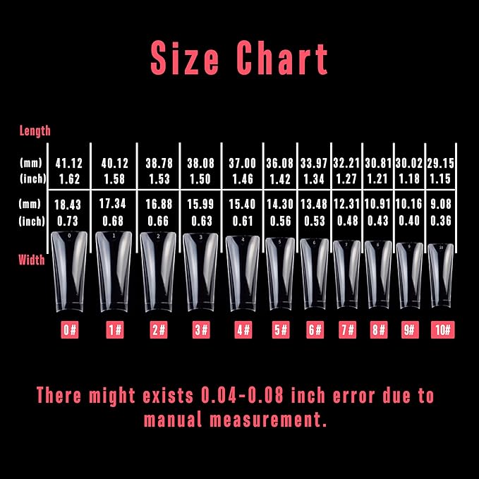 110 pcs Extra Super Long Duck Feet Nail Tips Half Cover for Press On Acrylic, Clear XXL XXXL Y2K Wide French Winter Flare Nail Soft Gel Extension for Salon DIY x 11 Sizes