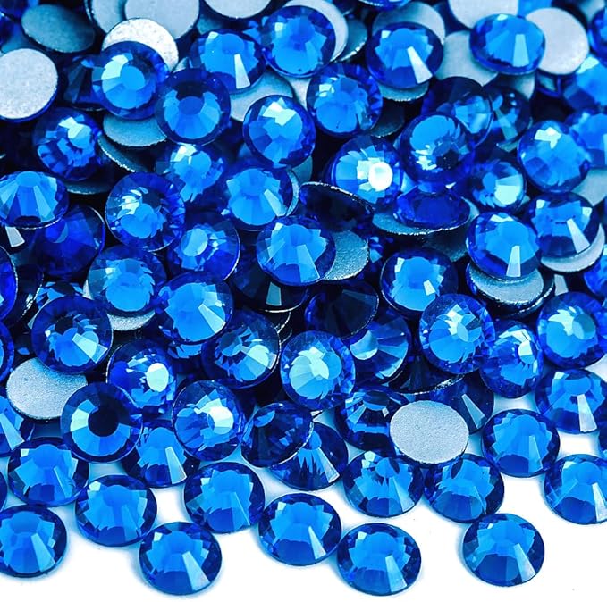 Blinginbox Flatback Rhinestones Bulk,14400pcs Crystal Round Loose Gemstones Glass Rhinestones for Crafts Makeup Nail Art Clothes Shoes DIY Decorations(SS10,2.7-2.9mm,Capri Blue)