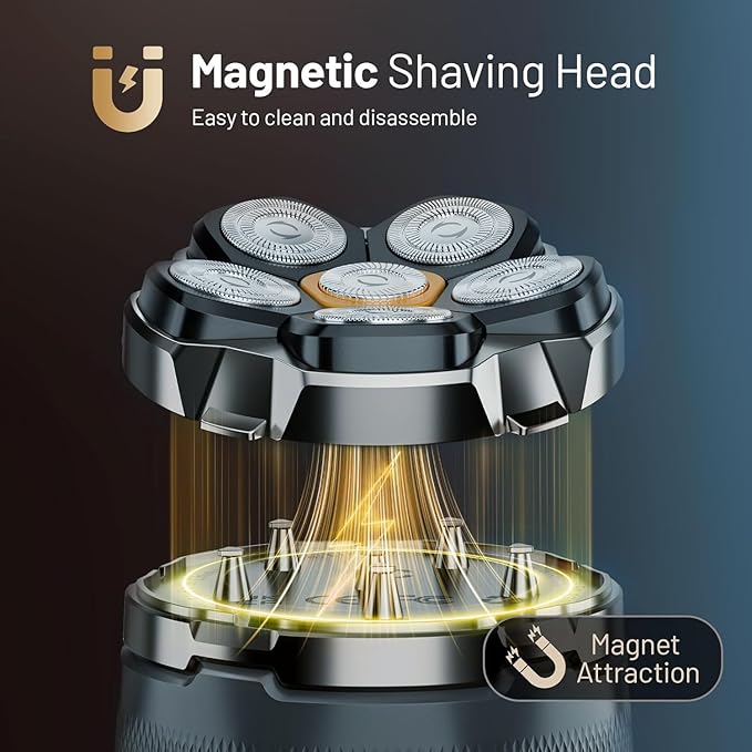 Head Shavers for Bald Men, Wyklaus Rechargeable Electric Razor Waterproof, Hypoallergenic Wet Dry Head and Face Shaver for Men, LED Display, Electric Shaver with Type-C Charge, Gift for Men Women