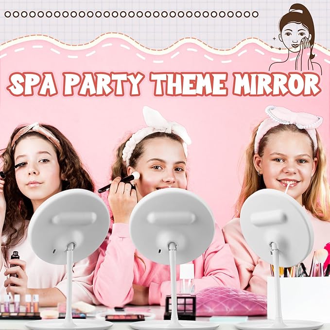 6 Pcs Spa Party Mirror Spa Party Supplies Sleepover Accessory Favors Makeup Mirror for Sleepover Slumber Birthday Favors Gift(White)