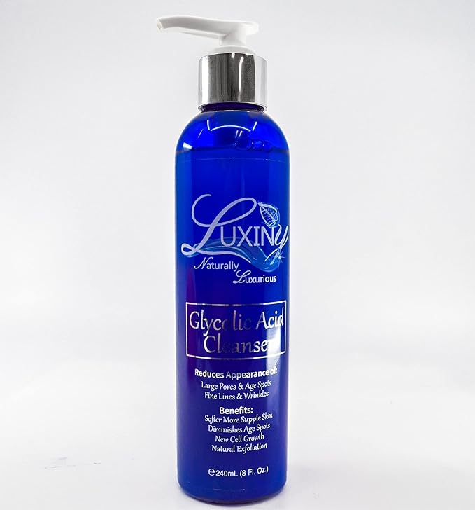 Glycolic Acid Face Wash Exfoliating Cleanser & Pore Minimizer for Women/Men, 8 oz Vegan Natural 10% AHA Facial & Acne Body Wash