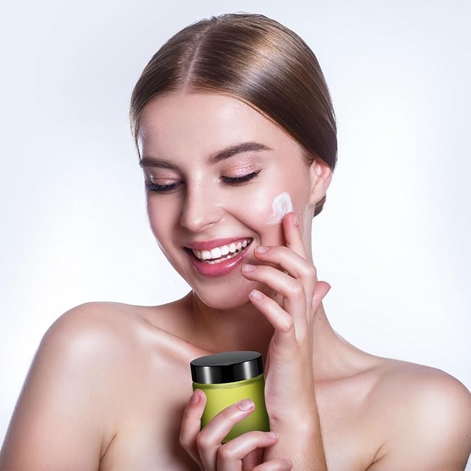 Norme 12 Pcs 4 oz Glass Jars with Lids Leakproof Round Airtight Empty Cosmetic Jars with Inner Liners Lid for Storing Lotions Powder Ointments Candle Making (Pea Green)