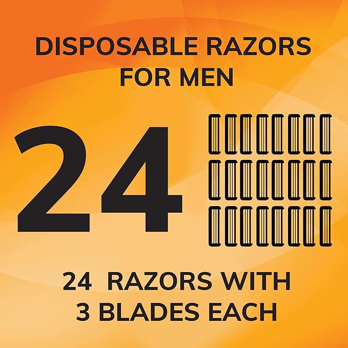 BIC Comfort 3 Disposable Razors, Long-Lasting 3-Blade Razors for Men, Perfect razors Designed for Smooth and Comfortable Shave, 24-Count