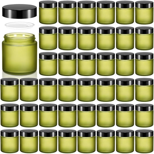 Norme 48 Pcs 4 oz Glass Jars with Lids Leakproof Round Airtight Empty Cosmetic Jars with Inner Liners Lid for Storing Lotions Powder Ointments Candle Making (Pea Green)