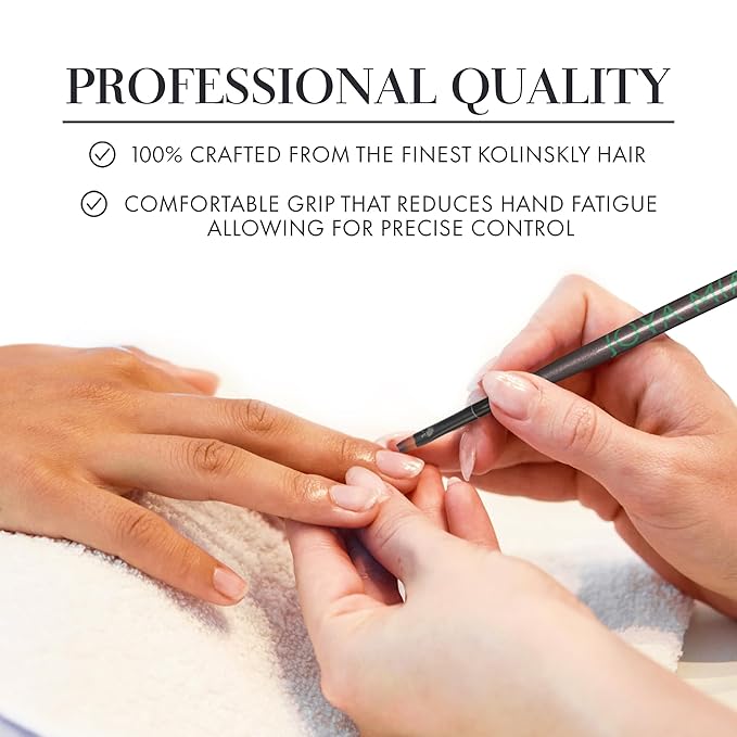 Kolinsky brush set 100% Pure Kolinsky Acrylic Nail Brush by Joya Mia Nail Art set brush Polish Brush Nail Tool (SET, Black)