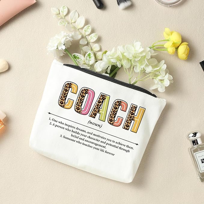 Coach Definition Noun, Inspirational Coach Gifts, Makeup Bag Cosmetic Bag, Best Coach Gifts, Birthday Retirement Coach Appreciation Thank You Gifts for Women Coach Team Leader Office Boss Colleagues
