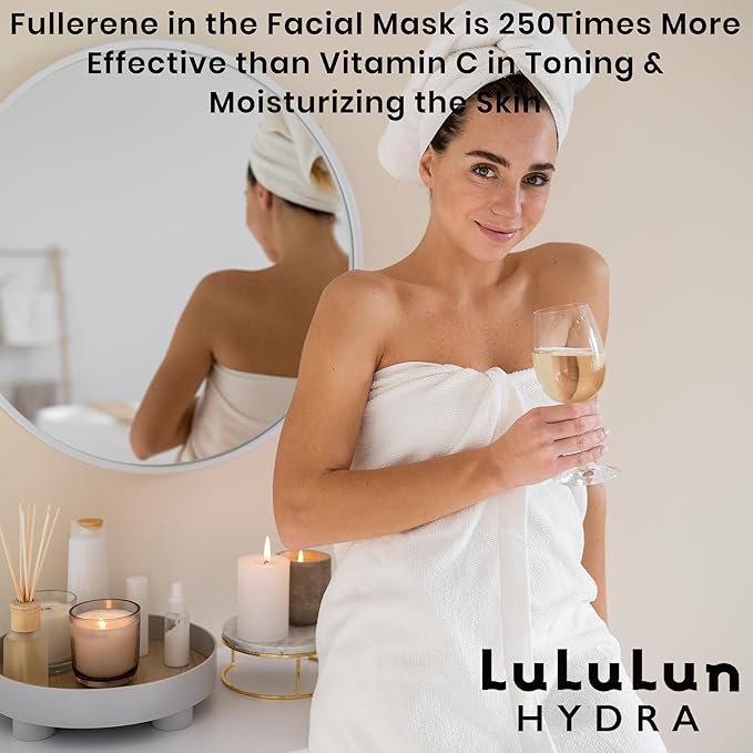 Lululun 21EA Black Facial Sheet Mask, Hydrating & Moisturizing Face Masks with Smoothing Organic Extracts, Japanese Daily Skincare for Dry Skin, Hydra F