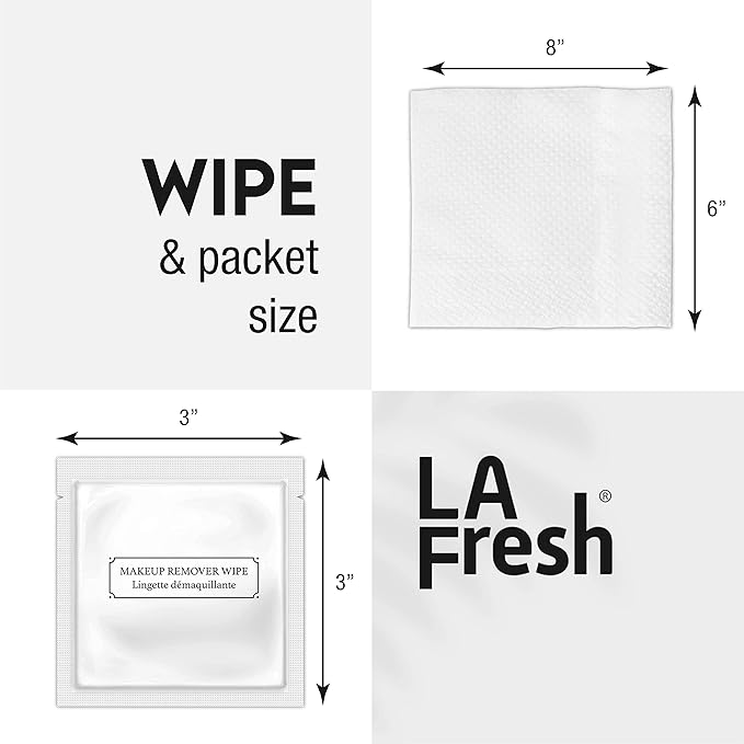 La Fresh Hotel Premium Paraben-Free Makeup Remover Wipes - White, Light Flora Scent 8x6" Wet Wipes - 50 Wipes, Travel Essentials
