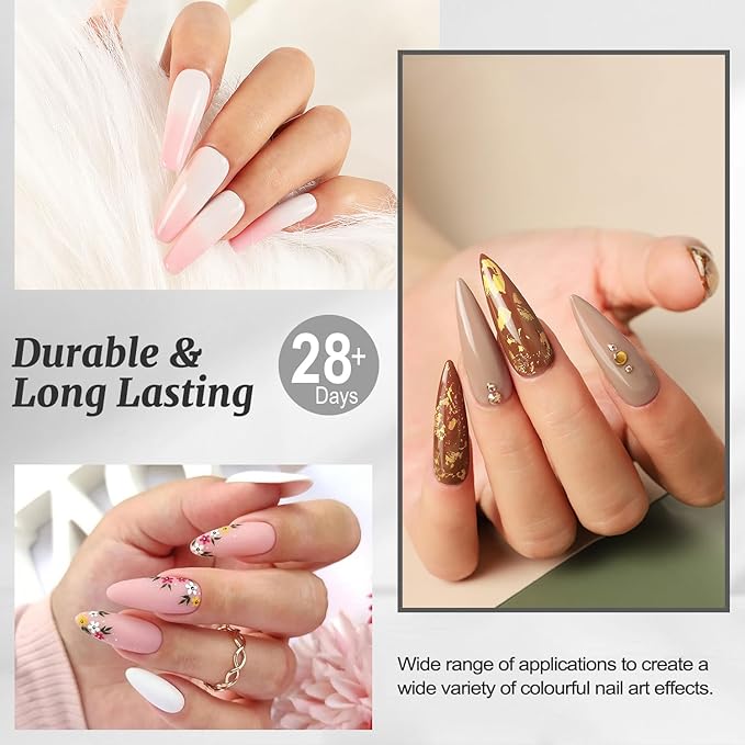 Lavender Violets 6 Pcs Gel Base and Top Coat Set: Nail Dehydrator and Primer, 5-in-1 Builder & Rubber Base Coat, Matte & No-Wipe Top Coat Long-Lasting Manicure C200