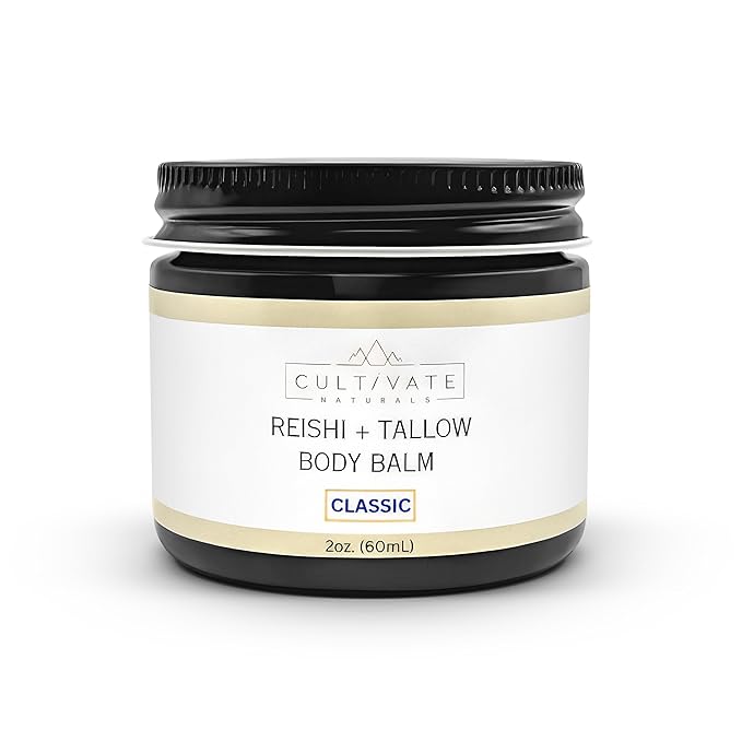 Reishi Tallow Body Balm - Classic Citrus (2 oz) | Grass Fed Beef Tallow - Non-toxic, Paleo Friendly Skincare | Infused with Reishi Spore Extract | Moisturizing & Hydrating for All Skin Types