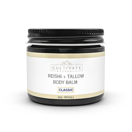 Reishi Tallow Body Balm - Classic Citrus (2 oz) | Grass Fed Beef Tallow - Non-toxic, Paleo Friendly Skincare | Infused with Reishi Spore Extract | Moisturizing & Hydrating for All Skin Types