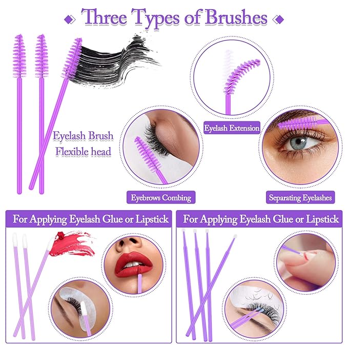 404 Pcs Professional Lash Extension Supplies Kit with Lash Clusters,Lash Fan, Extension Glue,Eyelash Remover,Tweezers, Eyelash Extension Kit for Beginners, Purple