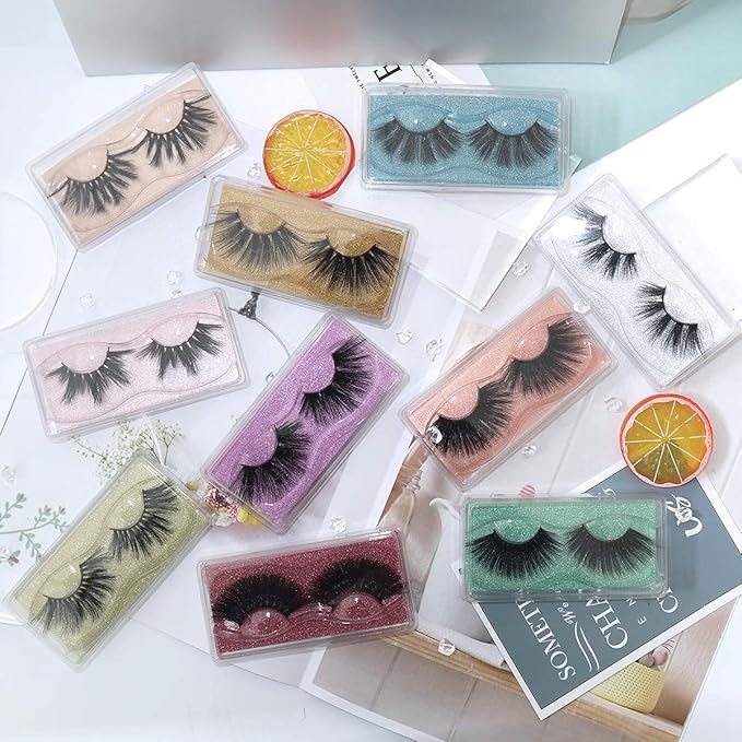 FARRED Wholesale 25mm Faux Mink Lashes, 50 Pairs 10 Styles, Bulk Long Dramatic 6D Fake Eyelashes Strip Volume Lashes, Synthetic False Eyelashes