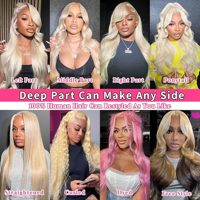 AIRDOT Blonde Wig Human Hair 180 Density 613 Lace Front Wig Human Hair 22 Inch Body Wave Lace Front Wigs Human Hair Pre Plucked 13x4 HD Lace Frontal Wigs Human Hair for Women with Baby Hair