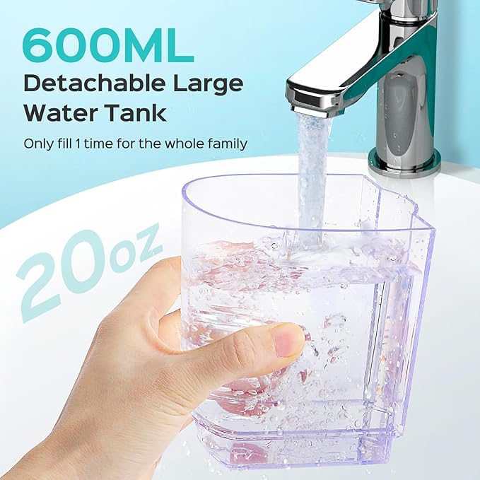 COSLUS Professional Water Flosser for Teeth: 12 Pressure Settings Electric Dental Pick for Orthodontic, Braces, Sensitive Gums - Home Use, 5 Jet Tips for Multiple Users, Family, Black, E2