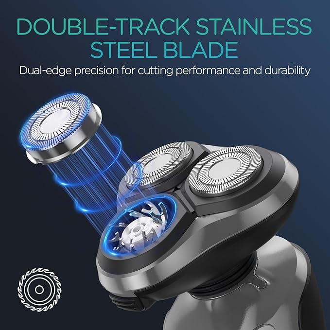 VOYOR Electric Razor for Men Cordless Shavers for Shaving with face sideburn Nose Ear Hair Rechargeable Wet Dry Waterproof TX410 New (New Version-Grey)