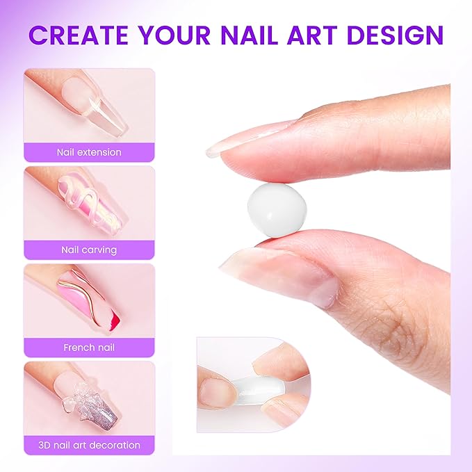 AIJIMEI Solid Builder Gel for Nails, Nail Builder Gel Set 3.34oz Solid Gel Nail Glue Nail Art Nail Extensions for Nails Builder Gel Nail Strengthening Salon Use (White)