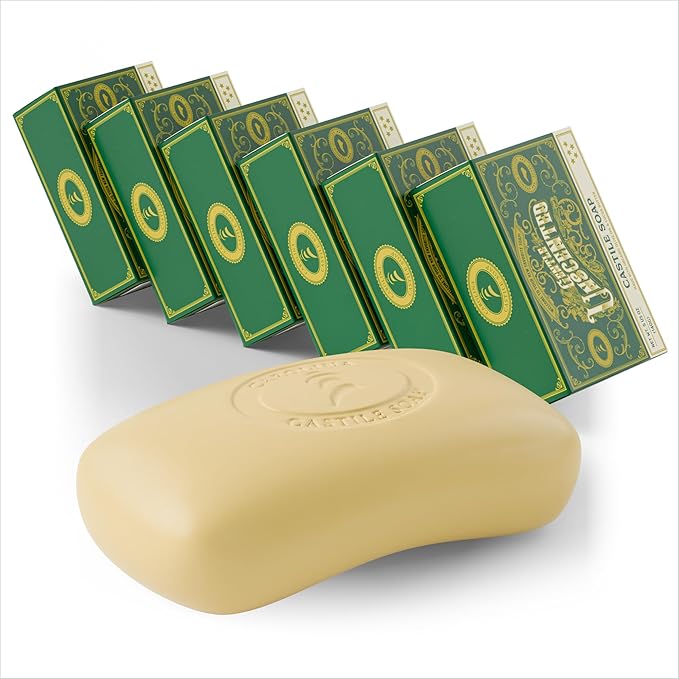 Castile Unscented Bar Soap – 6 Natural Soap Bars for Men, Women, and Kids – EWG Verified with raw Organic Cocoa Butter and Olive Oil by Carolina Castile, 5 oz Each