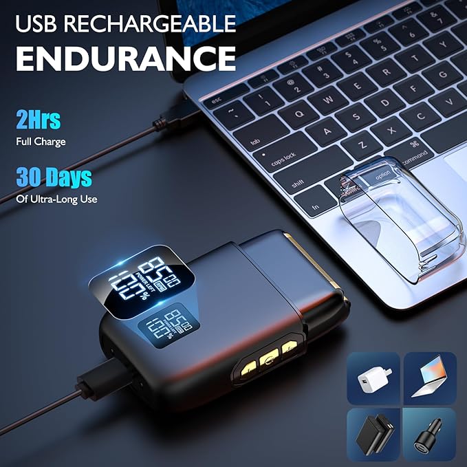 Electric Razor for Men Face, Electric Shavers for Men, Foil Shaver with 3 Adjustable Speeds, Rechargeable Waterproof Close Shave Trimmer with LED Display for Face/Beard/Head (Black)