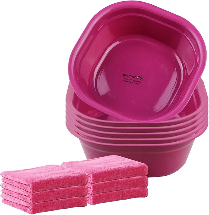 Haploon 12 Pcs Foot Spa Kit for Spa Party,12 x 12 x 4.3 Inch Foot Tub and 14 x 30 Inch Pink Bath Towels Spa Party Accessory Set for Sleepover Parties Supplies（Pink）