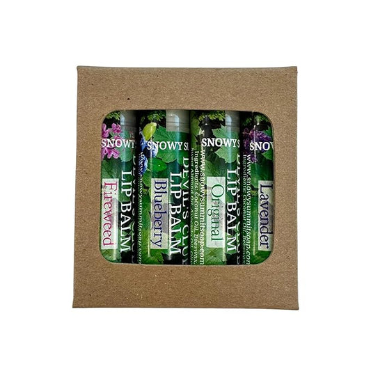 Devil's Club Lip Balm Set - Contains Fireweed, Lavender, Blueberry - Natural Moisturizing Chapstick with Vitamin E - Handcrafted in Alaska - 4 x .15 oz Tubes for Soft, Smooth Lips