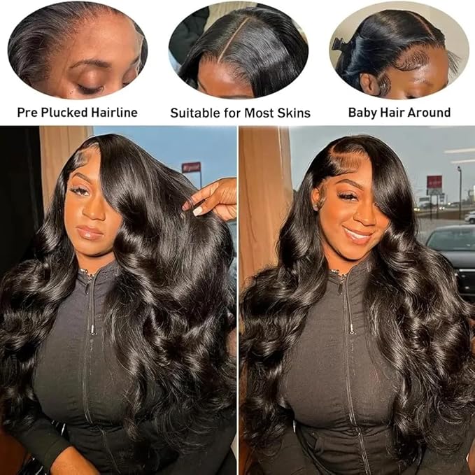 13x4 HD Lace Front Wigs Human Hair Body Wave Lace Front Wigs Human Hair Wigs for Women 180% Density Glueless Lace Frontal Wigs Brazilian Human Hair Wigs Pre Plucked Bleached Knots 22 Inch