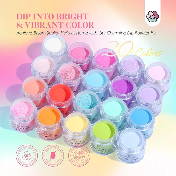 SAVILAND Dip Powder Nail Kit Starter: 29 PCS Rainbow Gel Powder Acrylic Dip Nails Powder Starter Kit Dip Nail Liquid Base Top Coat Activator Brush Saver Nail Beginners Salon Perfect Gift Set