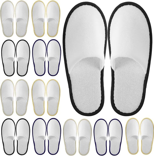 Geyoga 12 Pair Disposable House Slippers for Guests Non Slip Disposable Slippers for Spa Travel Hotel Shoeless Home Bride Bathroom Bedroom